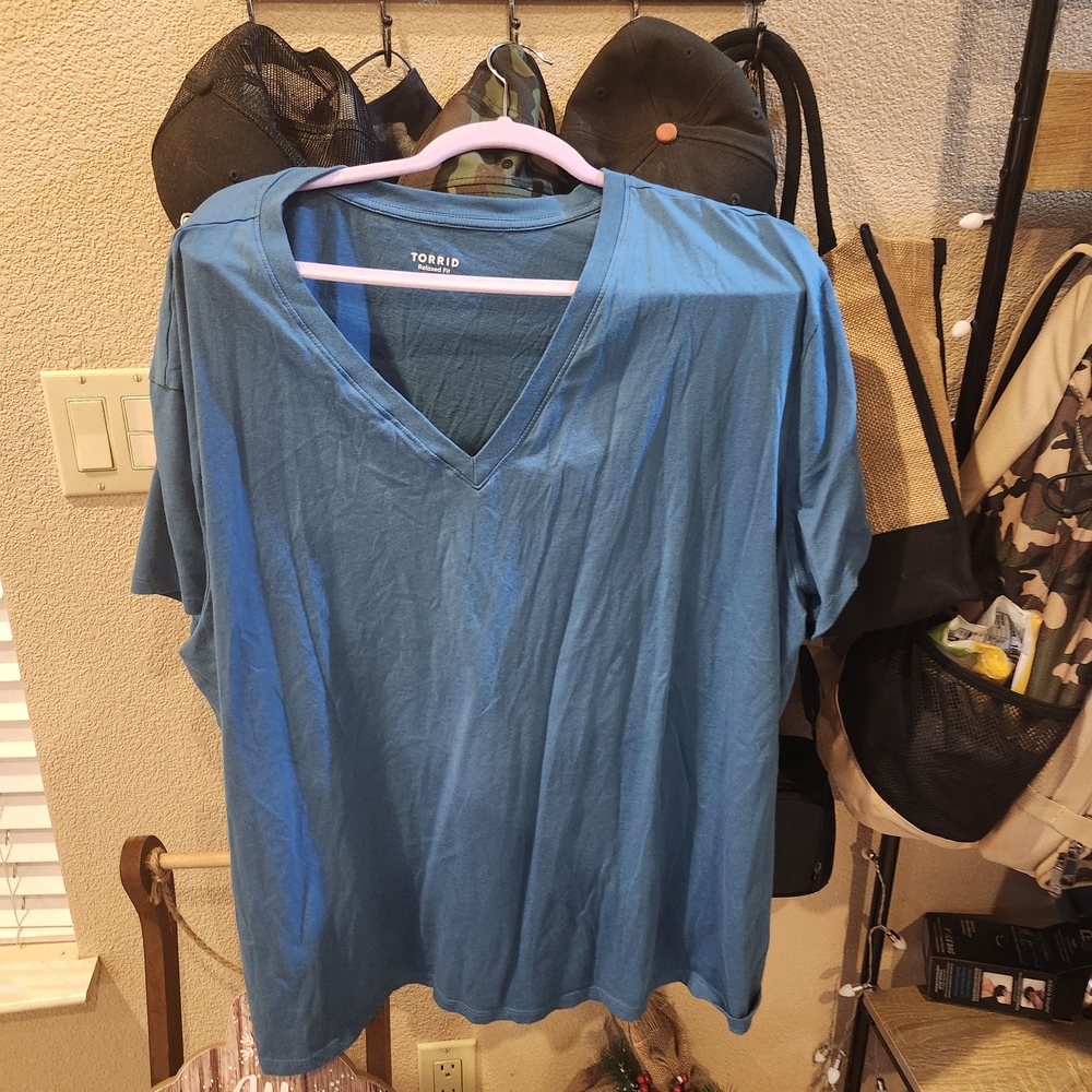 Torrid Blue V-Neck Women's Shirt
